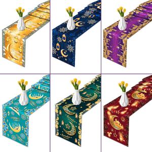 6 Pcs Plastic Ramadan Table Runners 14" x 108" Ramadan Party Decoration Ramadan Theme Birthday Party Supplies Disposable Table Runner for Ramadan Table Decor