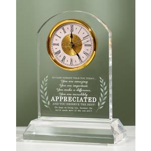 Thank You Appreciation Gifts for Women Men Teacher Friends, Inspirational Gift Ideas, Coworker Leaving Gifts, Motivational Quote Desk Clock Home Office Decor, Gift Box Card (Battery Not Included)