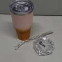 BJPKPK 30oz Stainless Steel Vacuum Insulated Tumbler Set Double Wall Travel Mug Coffee Cup with Metal Straws, Splashproof Lids,Coral