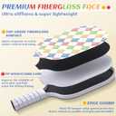 Premium Pickleball Paddles Set of 2, Fiberglass Surface & Polypropylene Honeycomb Core, Lightweight (7.5oz) with 4 Indoor/Outdoor Balls,GripTapes Carry Bag, Perfect for Beginner Men Women (Rhombus)