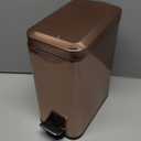 Homie Soft Close, Slim Trash Can 1.6 Gallon with Anti - Bag Slip Liner and Lid, Use as Mini Garbage Basket, Slim Dust Bin, or Decor in Bathroom, Restroom, Kitchen, or Bedroom (Rose Gold)