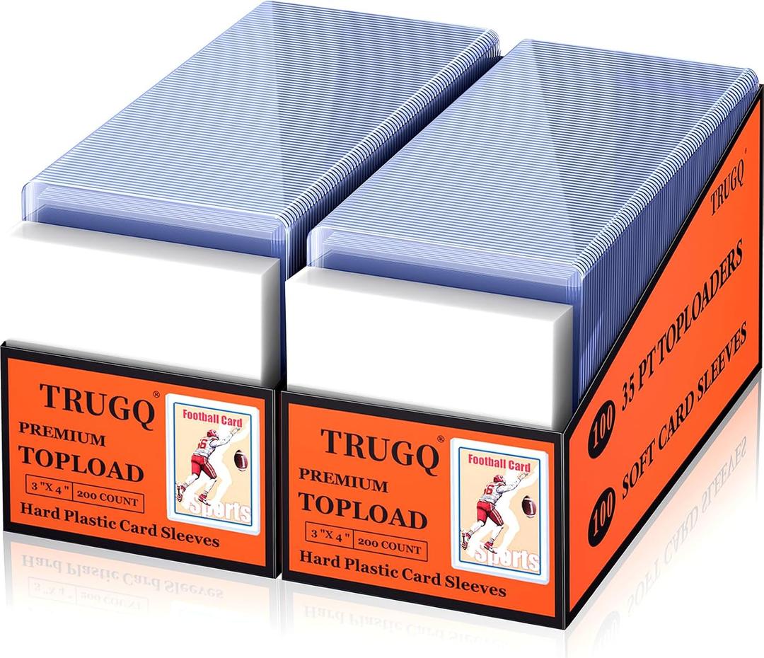 400 Card Sleeves Top Loads for Cards,3"X4"Baseball Card Protectors,Toploaders Hard Plastic for Trading Game Sports Football Cards(200 Hard Protectors + 200 Soft Sleeves
