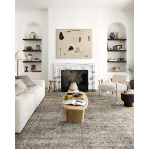 Loloi Layla Collection LAY-13 Antique/Moss 7'-6" x 9'-6" .13" Thick Area Rug, Soft, Durable, Vintage Inspired, Distressed, Low Pile, Non-Shedding, Easy Clean, Printed, Living Room Rug