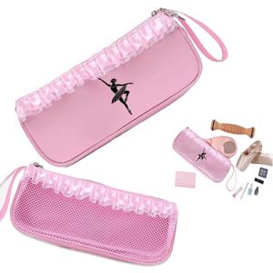 Pointe Shoe Bag Breathable Mesh Ballerina Dance Bag for Soft Sole with Zipper Ballet Accessories for Girls (Mesh Zipper, Pink)