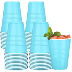 Kochorie 50 Pack 16 Ounce Disposable Plastic Cups Light Blue Plastic Party Cups Heavy Duty Drinking Cup Bulk for Baby Shower Birthday Wedding Party Festival Supplies
