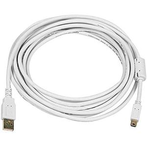 Monoprice 15-Feet USB 2.0 A Male to Mini-B 5pin Male 28/24AWG Cable with Ferrite Core (Gold Plated), White (108636)