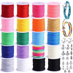 Nylon String for Bracelets, 20 Rolls Chinese Knotting Cord 0.7mm Kumihimo Friendship Bracelet String Making Kit Beading Thread for Jewelry Making, Necklaces, Macrame Craft, Wind Chime, Blinds String Nylon String for Bracelets, 20 Rolls Chinese Knotting Cord 0.7mm Kumihimo Friendship Bracelet String Making Kit Beading Thread for Jewelry Making, Necklaces, Macrame Craft, Wind Chime, Blinds String