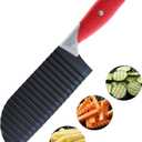 Crinkle Cut Knife, HIA Crinkle Cutter for Veggies, French Fry, Potato, Cucumber, Carrot and Fruit, Stainless Steel Wave Fries Cutter Slicer With Stylish Rubber Handle, Dishwasher Safe