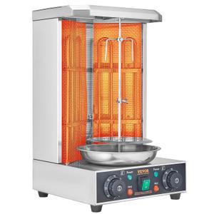 VEVOR Shawarma Grill Machine, 13lbs Capacity, Chicken Shawarma Cooker Machine with 2 Burners, 122-572 Electric Vertical Broiler Gyro Rotisserie Oven Doner Kebab Machine for Home/Commercial Use