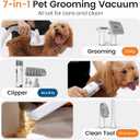 oneisall Dog Grooming Vacuum, Pet Grooming Vacuum with Clipper Nail Grinder, 1.5L Dust Cup Dog deshedding Vacuum Brush with 7 Pet Grooming Tools for Shedding Pet Hair, Home Cleaning (Blue)