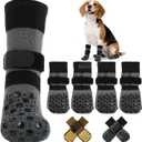 Kuoser Dog Socks with Grippers to Prevent Licking Paws, 4 Pcs Non Slip Dog Booties Paw Protector for Hardwood Floors, Double Sides Dogs Grippy Socks, Small