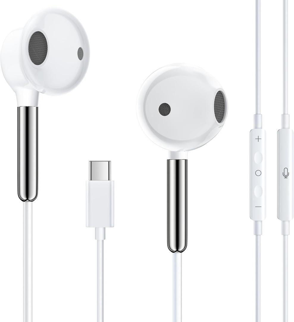 7 x USB C Headphones Wired Earbuds for iPhone 16/15 Earphones Wired Type C, with Mic & Control, Compatible with iPhone 16 Pro Max, 16e, iPad Pro, Galaxy, Pixel and More