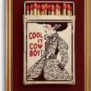 XJYISUO Vintage Gold Framed Wall Art Western Cowboy Wall Decor Southwestern Cowgirl Canvas Art Red Matchbox Pictures Burgundy Paintings Trendy Artwork for Living Room Bedroom Dorm