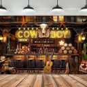 Imirell Western Cowboy Backdrop 7Wx5H Feet Rustic Farmhouse Wooden Stable Brown Wild West Bar Vintage Polyester Fabric Birthday Photography Backgrounds Photo Shoot Decor Props Decoration