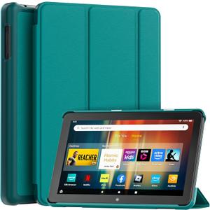 New Amazon Fire HD 8 Tablet Case (12th/10th Generation, 2024/2022/2020 Release), Lainergie Slim Light Smart Trifold Stand PU Lether Cover with Auto Wake/Sleep Incompatible with Old Version, Emerald