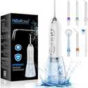 H2ofloss Water Dental Flosser Portable Dental Oral Irrigator, Rechargeable IPX7 Waterproof Teeth Cleaner for Home and Travel -300ml Detachable Reservoir (HF-6)