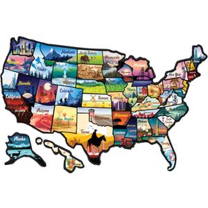 RV State Sticker Travel Map - 17 x 11 inch Large USA Decal with 50 Waterproof USA Stickers - Non-Fade Door, Window, Wall RV Decals - Fun Visited Map for Camper, Motorhome, Trailer (Popular)