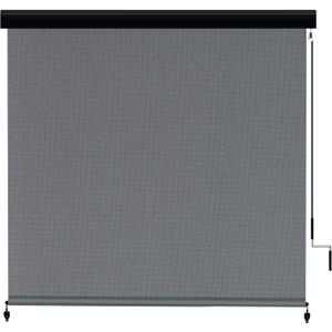 VICLLAX Premium Outdoor Roller Shade Solar Fabric Exterior Roller Shade for Porch Patio Balcony, Crank Operated with Aluminum Protective Valance(8' W X 8' L), Black Grey (Graphite)