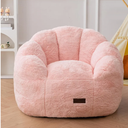 MAXYOYO Kids Bean Bag Chair, Floral Shaped Bean Bag Sofa, Plush Faux Fur Toddler Couch with Petal Backrest for Boys Girls, Stuffed Cozy Sofa for Nursery, Bedroom, Pink