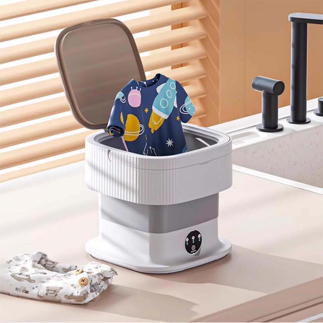 Portable Washing Machine,Mini Washer, 2-in-1 Smart Foldable Collapsible Washer, Small Washing Machine, for Baby Clothes, Underwear, Travel & Camping(Gray,18L)