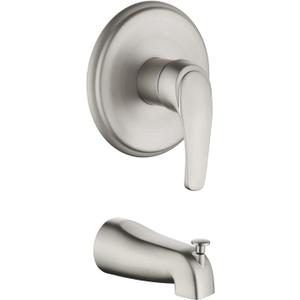 Shower Valve Trim Kit with Tub Spout Brushed Nickel Tub Shower Rough-In Mixer Valve Bathroom Trim Kit