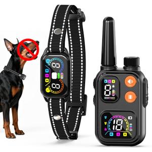 2 in 1 Dog Shock & Bark Collar - 4500FT Remote Collar with Voiceprint Recognition, Beep/Vibration/Shock Modes, 8 Sensitivity Levels, IP67 Waterproof, Portable Training Collar for 5-120lbs Dogs (Black)