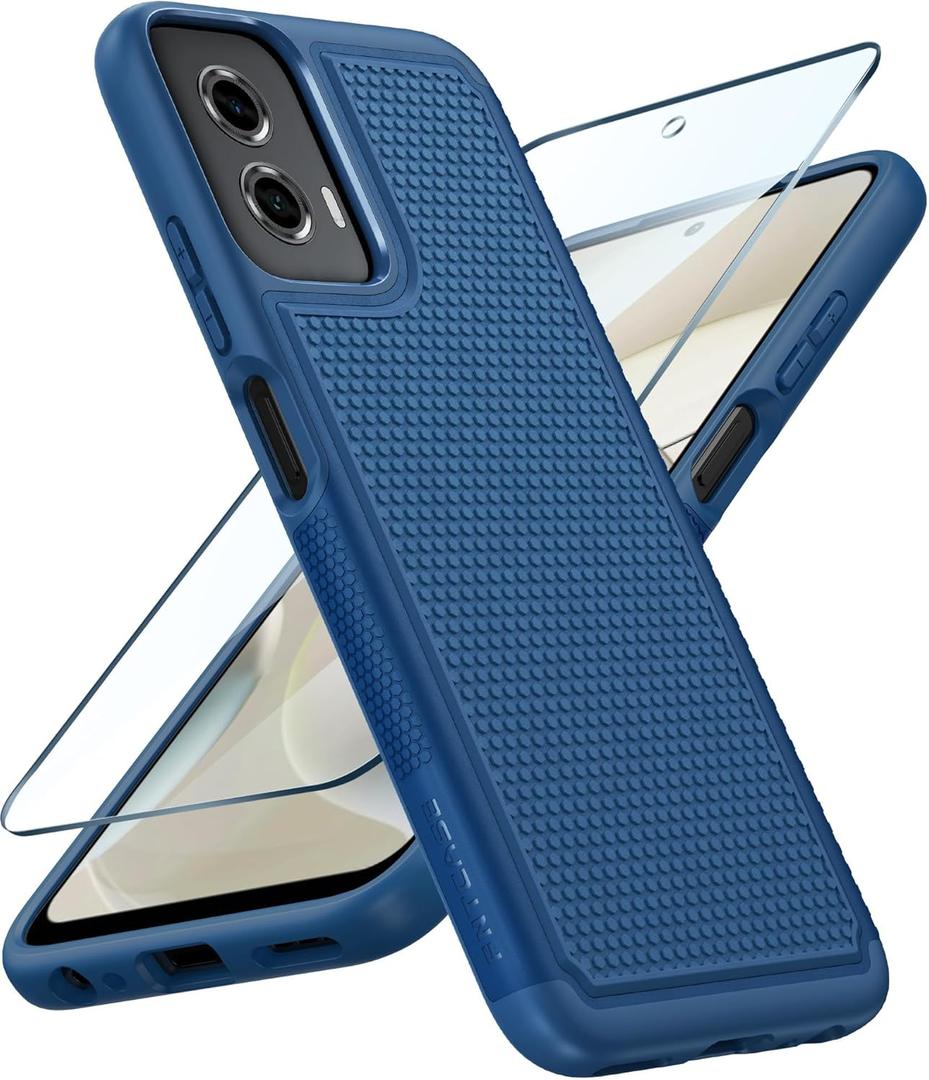 FNTCASE for Motorola Moto G-Power-5G-2024 Case: Dual Layer Protective Heavy Duty Cell Phone Cover Shockproof Rugged with Non Slip Textured Back - Military Protection Bumper Tough - 2024, 6.7 inch (Blue)