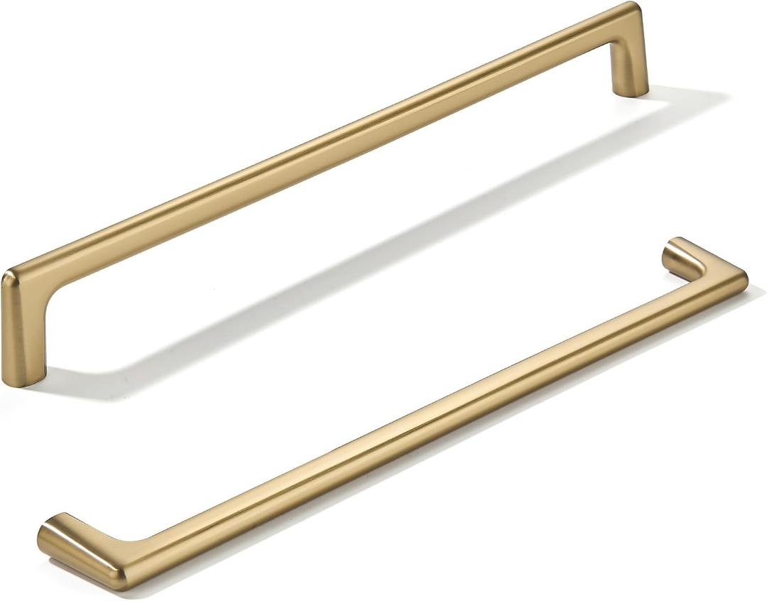 khtumeware 6 Pack Brushed Brass Cabinet Pulls 12 Inch(305mm) Hole Centers Satin Gold Cabinet Pulls Kitchen Cabinet Hardware for Cupboard Drawer Handles Dresser Pulls