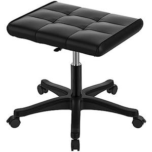 Mobile Footrest, Multi-Use Stool with Lockable Wheels, Under Desk Leg Rest Rolling Chair for Home Office, Adjustable Height Spa Salon Stool, Ottoman Foot Rest