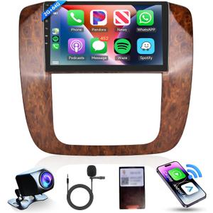 2+64G Android Car Radio Stereo for GMC Chevrolet Yukon Sierra Tahoe Silverado Suburban 2007-2013 with Wireless Carplay Android Auto, 9 Inch Touchscreen Head Unit WiFi GPS Bluetooth FM EQ Rear Camera