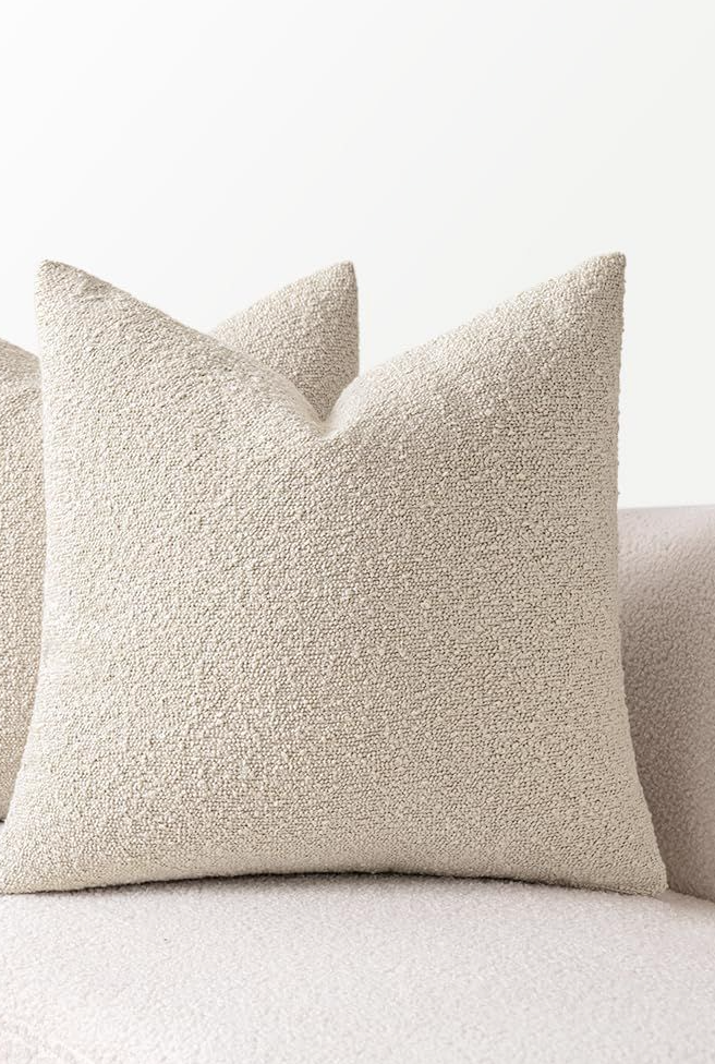 MIULEE 18x18 Inch Decorative Pillow Covers for Couch Bed Textured Boucle Neutral Throw Pillows Natural Beige Accent Solid Cushion Pillowcase Cozy Soft Chair Sofa Livingroom Home Decor