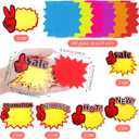 1200 Pieces Starburst Sale Signs, 12 Styles Fluorescent Star Burst Price Tags, Starburst Retail Price Sign Cards for Garage Yard Estate Sale, Market & Retail Store Supplies