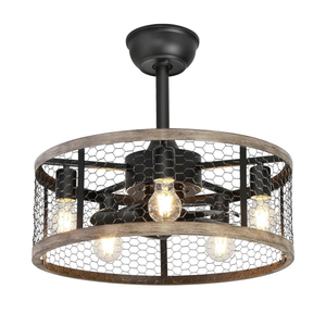 Ohniyou 20'' Caged Rustic Farmhouse Ceiling Fan with Lights Remote Control, Reversible Motor, 6 Speeds Ceiling Fan Light Fixture for Dining Room Bedroom