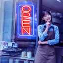 22" X 11" Led Neon Open Signs for Business 12V/2A Ultra Bright Led Neon Open Signs Plug In Electric Light Up Open Sign with ON/OFF Switch for Bar Salon Coffee Stores Club Hotel (Vertical)