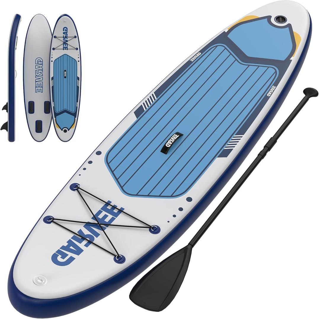 Inflatable Stand Up Paddle Board, 10'6"/11' Paddle Boards with Premium Accessories, Non-Slip EVA Deck, Ultra-Light Carry Bag Pump, SUP for Youth & Adults of All Skill Levels (Blue-White)