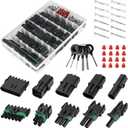 376Pcs 25 Kits Waterproof Automotive Electrical Connectors 1/2/3/4/6 Male&Female Pin 22-14AWG Wire Harness Spark Plug Connector Terminals Plug Kit Car