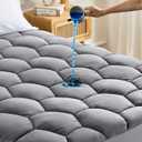 Sonive Waterproof Mattress Protector,Queen Mattress Topper with Deep Pocket up to 21'',Quilted Fitted Waterproof Mattress Pad,Ultra Soft & Supportive, Durable & Easy Care, Oeko-Tex Certified Grey (Gray)