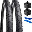 YUNSCM 24" Bike Tires 24x1.75/47-507 and 24" Heavy Duty Bike Tubes Schrader Valve Compatible with Road Bike 24 x 1.75 24X1.75 Bicycle Tires and Tubes (Y-923)