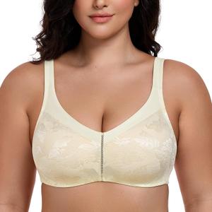 Wingslove Women's Full Coverage Minimizer Bra Wirefree Plus Size Bras Non-Padded Large Busts Comfort Straps Support (Beige)