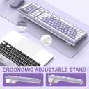Wireless Keyboard and Mouse Combo, Full-Sized Wireless Keyboard and Adjustable DPI Mouse, 2.4GHz USB Receiver, Silent Keyboard and Mouse for PC, Windows, MAC, Desktop, Laptop(Purple)