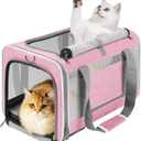 GAPZER Top Open Pet Carrier Big Maine-Coon Cat 17 lbs, Ventilated Cloth Travel Kitty Soft Sturdy Carrying Crate Vet Visit, Toy-Breed Dod Carry Bag Puppy 10lbs, Pet Cages Chihuahuas Mini Dog Needs Pink