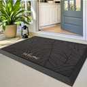 LUMI Outside Welcome Door Mat 24x36, Non-Slip Heavy Duty Dirt Trapper, Grey | Durable Rubber Entry Doormat, Low Profile, Trap Dirt and Moisture, Easy Clean, Fade Resistant, Versatile Indoor Outdoor