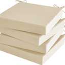 Outdoor Chair Cushions Set of 4 for Outdoor Patio Furniture, Waterproof Patio Seat Cushions with Handle & Ties, 3 Year Color Fastness Square Garden Sofa Couch Pads, 19" x 19" x 3", Beige