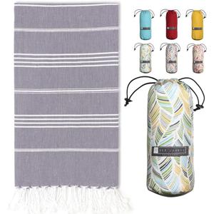 BAY LAUREL Turkish Beach Towel with Travel Bag 39 x 71 Quick Dry Sand Free Lightweight Large Oversized Towels Light (Lava With Yellow Floral Bag)