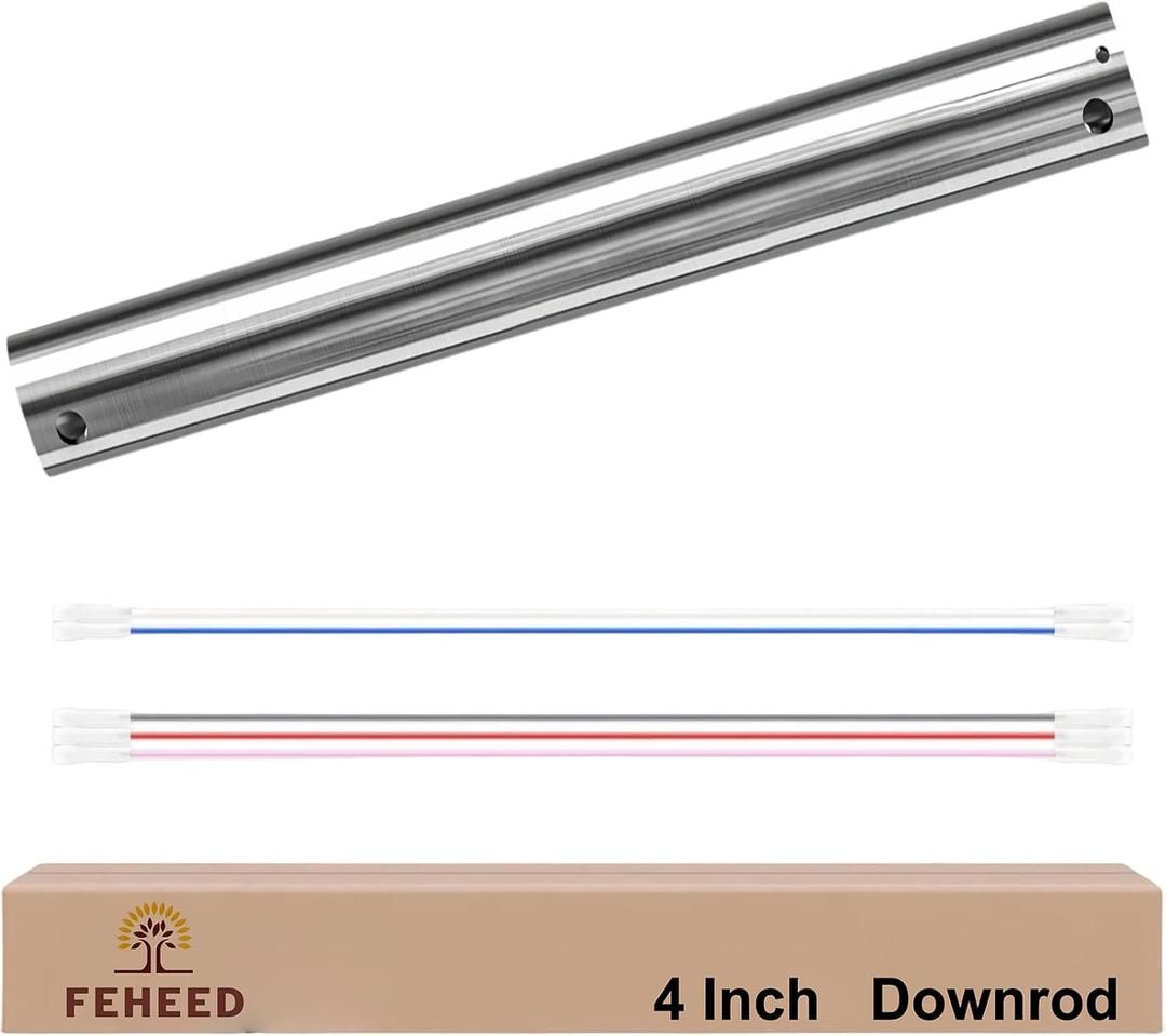 4 Inch Ceiling Fan Downrod, 1" Diameter Nickle Ceiling Fan Extension Rod (No Threads) with 5 x 18-AWG Wires,Universal Down Rods for Ceiling Fans,Easy Installation