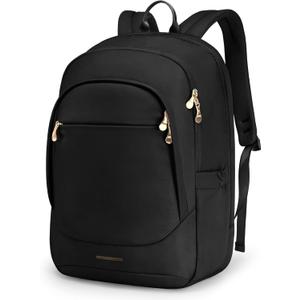 LIGHT FLIGHT Travel Laptop Backpack for 17.3" laptop, Carry on Backpack with USB Charging Hole, Water Resistant College Bookbag, Large Capacity Computer Backpacks for Work, Black