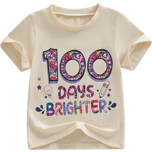 Girls 100 Days of School Shirt Short Sleeve Toddler Girl Tops 100th Day of School Shirt Kids
