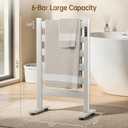 Freestanding Heated Towel Rack Large Capacity, 6 Bars, PTC Fast Heating, Adjustable LED Timer, Auto Shut-Off,High Temperature,Matte White,for Bathroom & Home