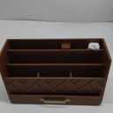 Bamboo Desk Organizer Mail Holder Countertop Wood Desk Drawer Tabletop Storage Box Pen Holder Letter Sorter Makeup Organizer for School Home Office Supplies with Pen Holder Brown