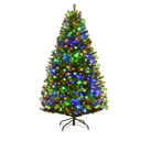 Goplus 5FT Pre-Lit Artificial Christmas Tree Auto-Spread/Close up Branches 11 Flash Modes with Multicolored 150 LED Lights & Metal Stand